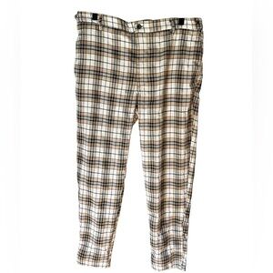 Zara Man Brown Plaid Casual Tartan Tapered Plaid Pants Size 34